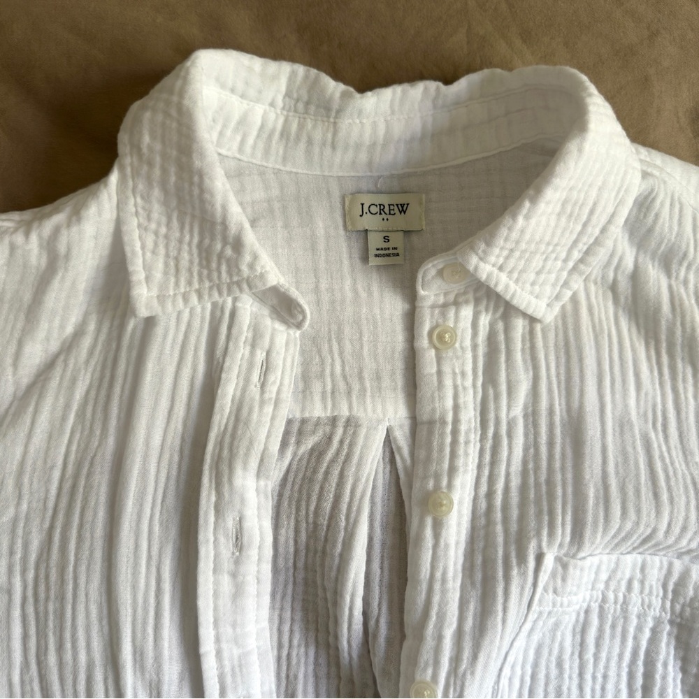 J CREW Factory 100% Cotton White Gauze Button Down Shirt - Picture 2 of 5